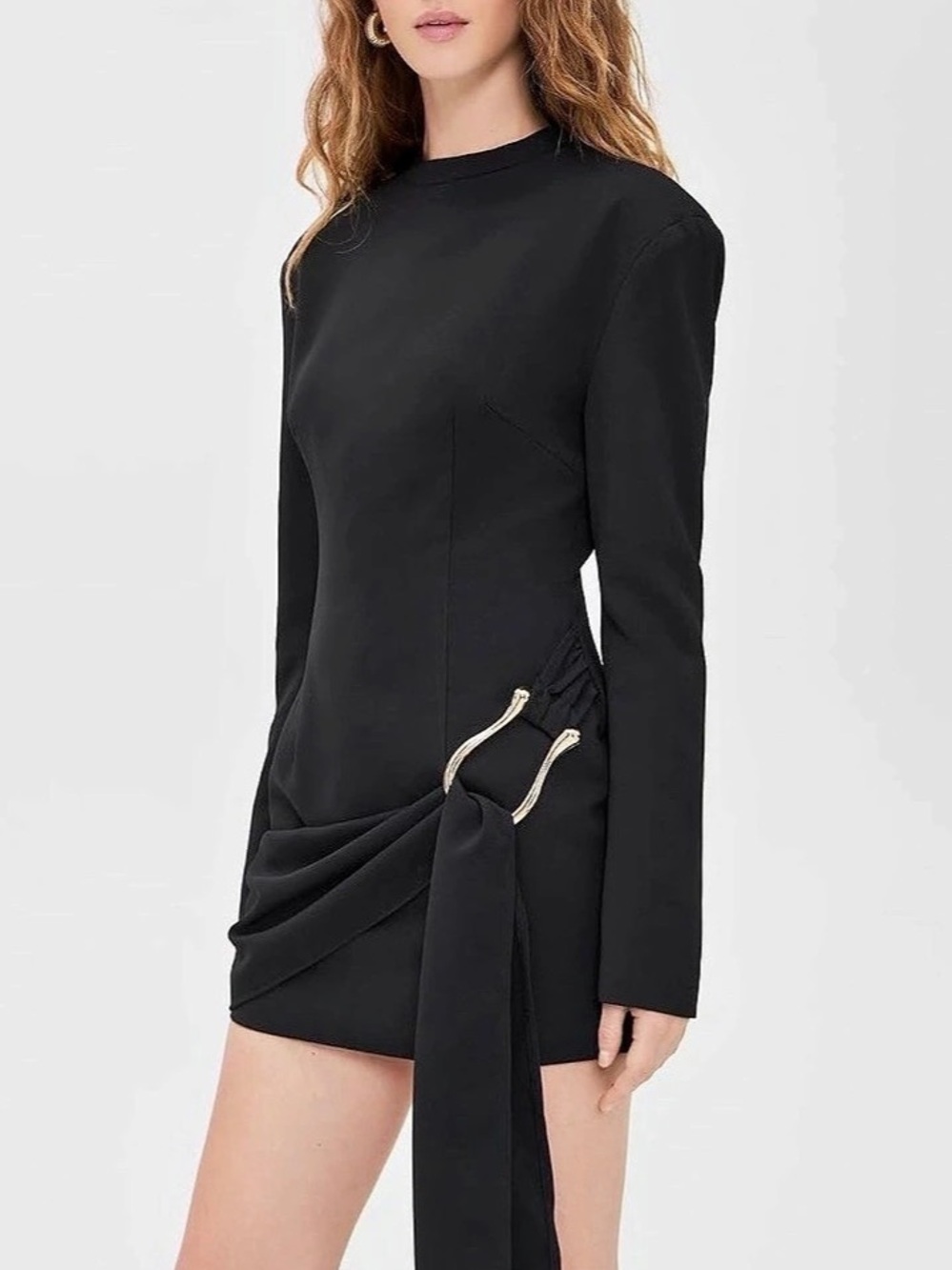 Black Mini Dress with Side Sash Like New